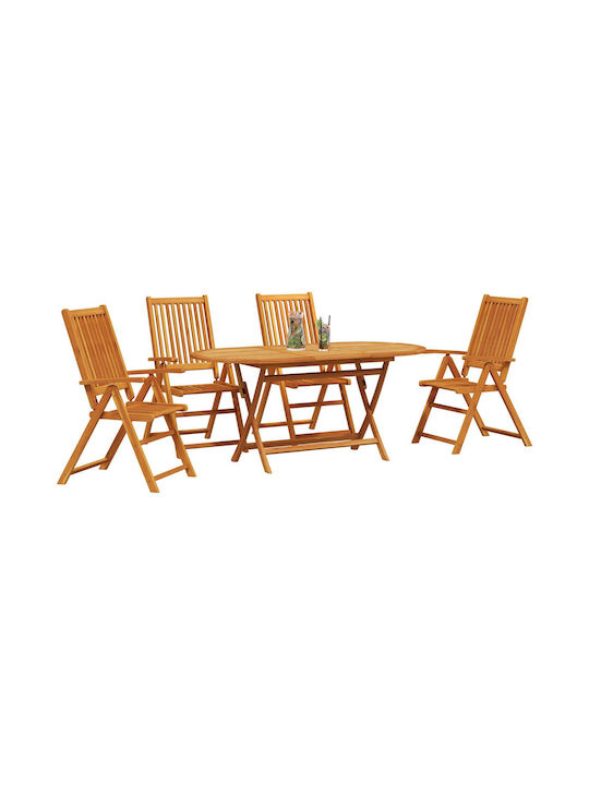 Outdoor Dining Set 5 Pieces Brown