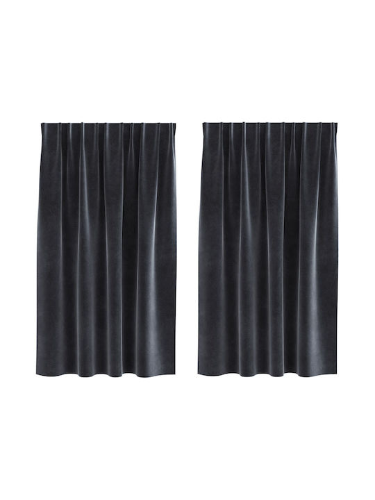 vidaXL vidaXL Set of Window Curtains with Pencil Pleat Black 140x140cm