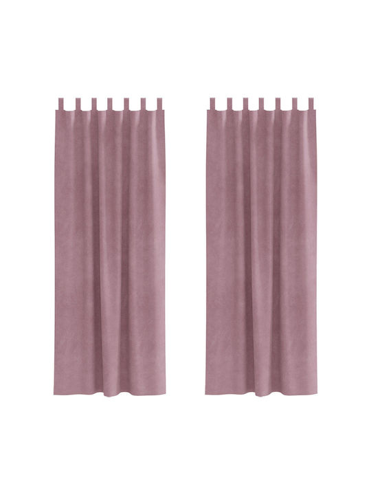 vidaXL Pink Window Curtains Set with Tab Top 140x260cm