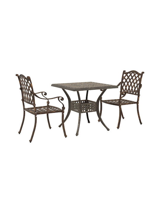 Dining Room Set for Small Outdoor Spaces 3 Pieces Bronze