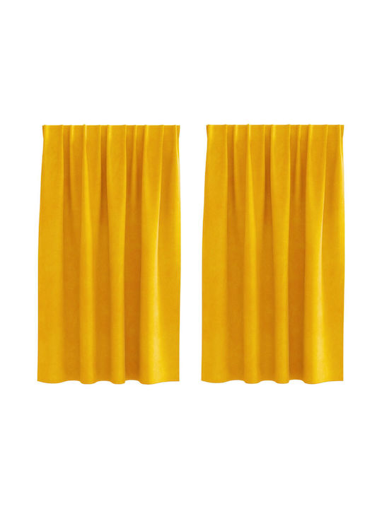 vidaXL Set of Blackout Curtains for Window with Pencil Pleat Yellow 140x140cm