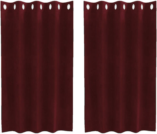 vidaXL Set Vorhänge Fenster mit Grommets Burgundisch 140x140cm