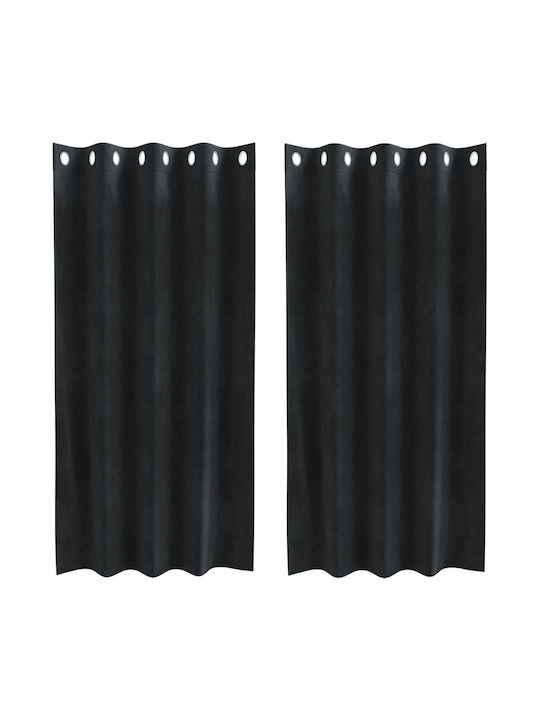 vidaXL vidaXL Vorhänge Verdunkelung Fenster mit Grommets Schwarz 140x175cm