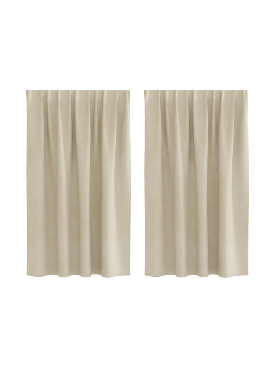 vidaXL Set Of Beige Blackout Curtains With Pencil Pleat 140x140cm