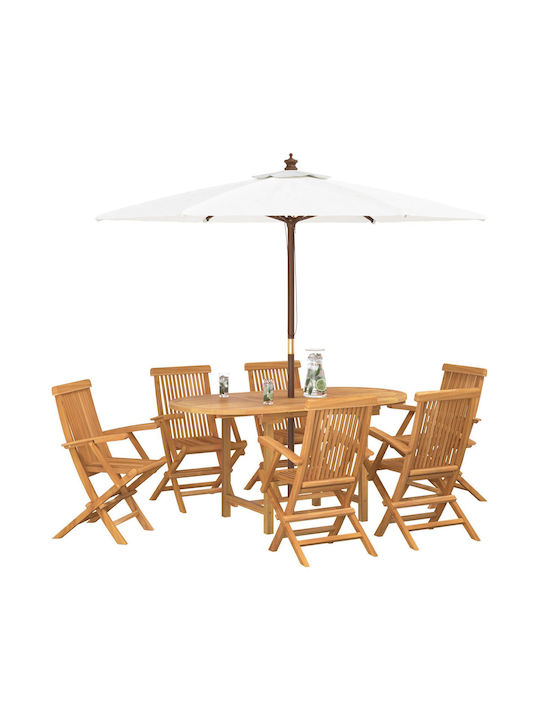 Set Sala De Mese Pentru Exterior 7 Piese Maro