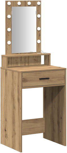 Подова Спална Тоалетка Дървена Дъб Artisan с Огледало 50x41x140см