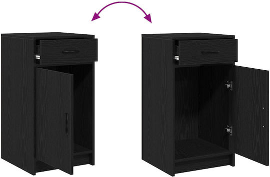 Floor-standing Makeup Dressing Table Wooden Black with Mirror 50x41x135cm