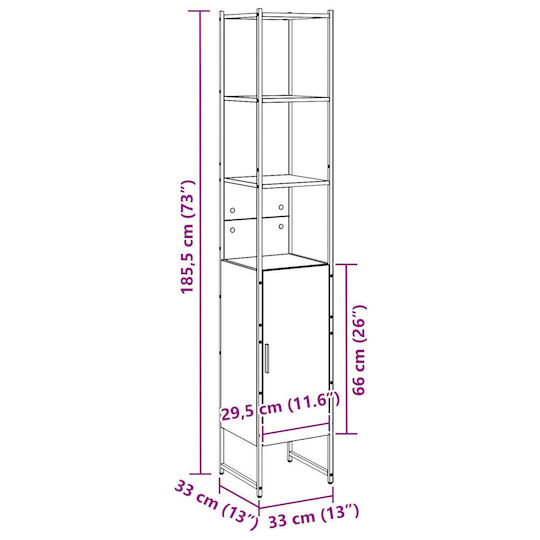 vidaXL Coloană pentru baie pentru pardoseală M33xB33xY185.5cm Stejar