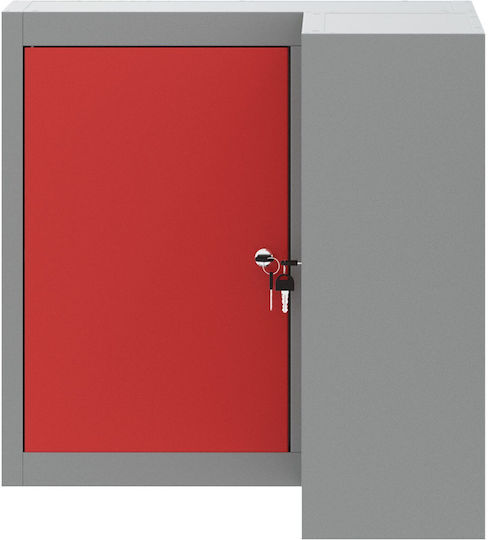 Wall Living Room Cabinet Made of Metal Red 55x55x55cm