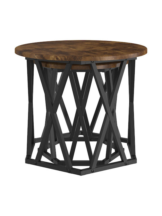 Round Side Coffee Table Made of Solid Smoked Beech Wood 2 Pieces W50xL50cm