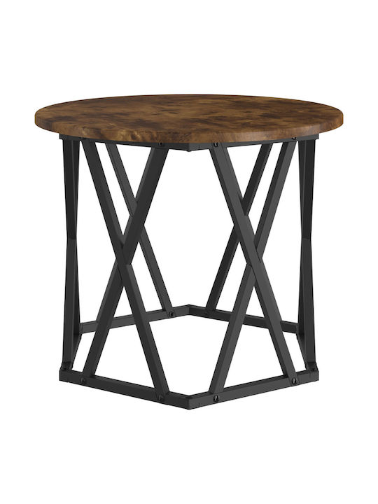 Round Side Coffee Table Made of Solid Smoked Beech Wood 2 Pieces W50xL50cm