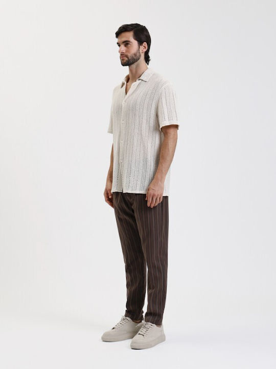 Κοντομάνικο Βαμβακερό Πουκάμισο Beige