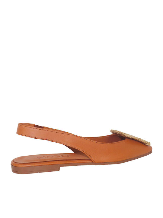 Leather Ballerinas Tabac Brown