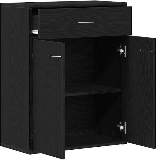 Μπουφές Ξύλινος με Συρτάρια Μαύρο 60x30x75cm