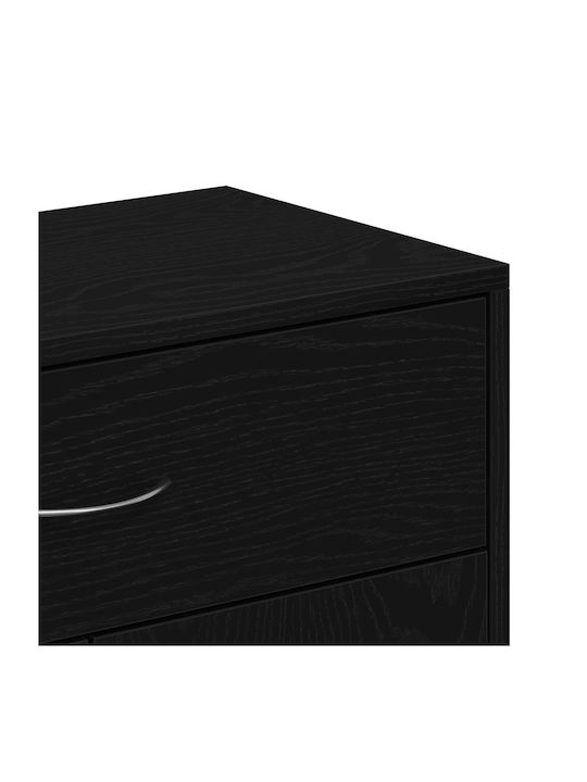 Sideboard Wooden with Drawers Black Velvet-Black Metal 60x30x75cm