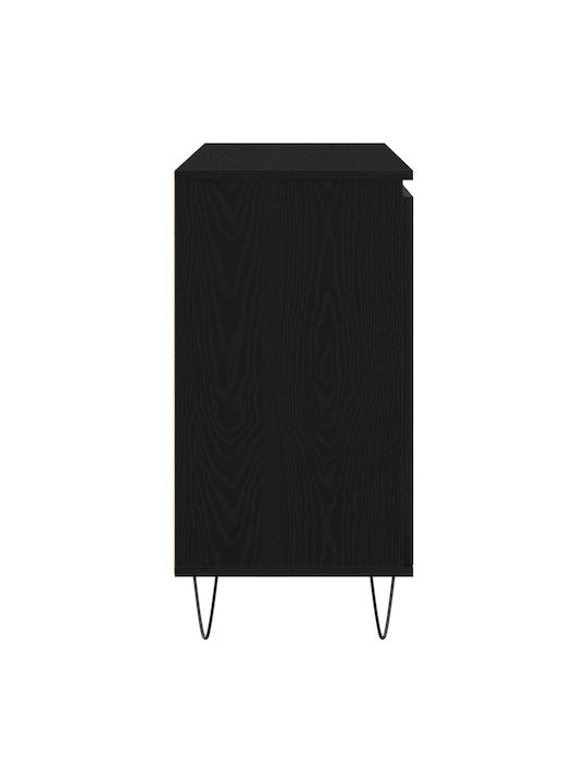 Sideboard Wooden with Drawers Black Velvet-Black Metal 101.5x35x70cm