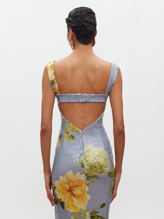 Maxi Evening Dress Indigo Yellow