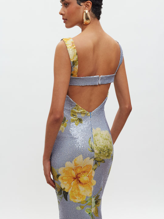 Maxi Evening Dress Indigo Yellow