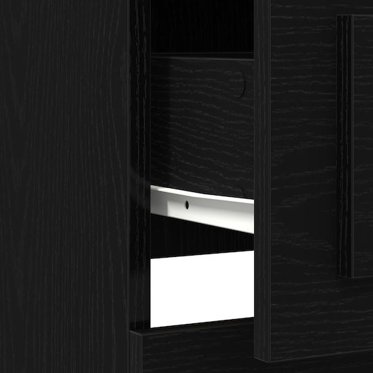 Мебели за съхранение дървен с чекмеджета и огледало Black Oak 132x35.5x103.5см