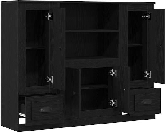 Мебели за съхранение дървен с чекмеджета и огледало Black Oak 132x35.5x103.5см