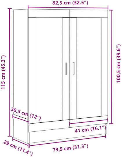 Мебели за съхранение дървен Black Oak 82.5x30.5x115см