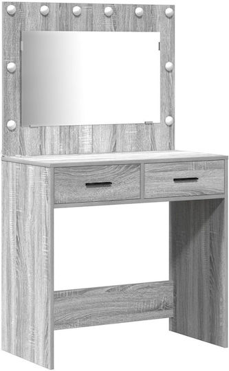 Bodenstehende Schminktisch Schlafzimmer Holz Grau mit Spiegel 40x41x135cm