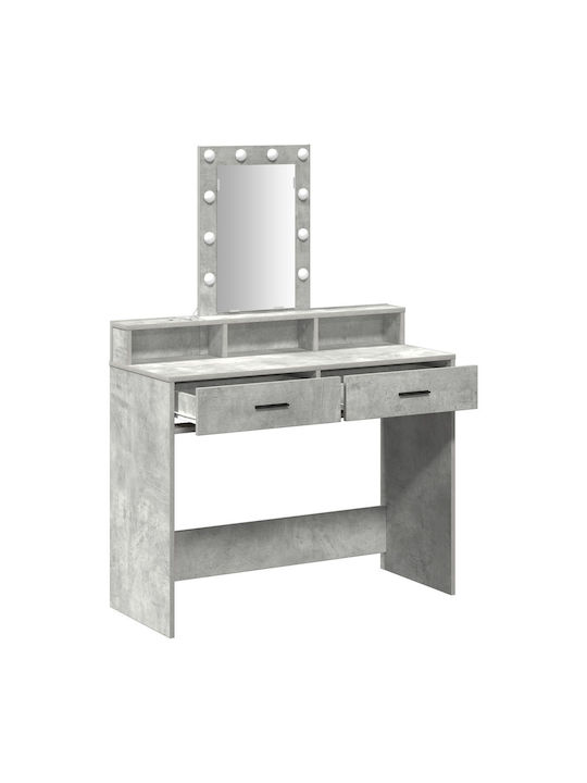 Bodenstehende Schminktisch Schlafzimmer Holz Grau Beton mit Spiegel 100x41x140cm