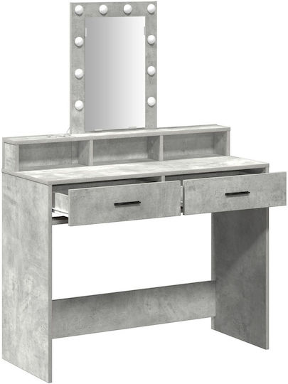 Bodenstehende Schminktisch Schlafzimmer Holz Grau Beton mit Spiegel 100x41x140cm