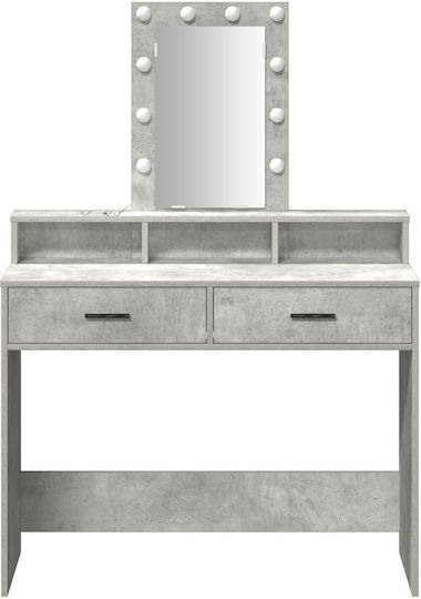 Bodenstehende Schminktisch Schlafzimmer Holz Grau Beton mit Spiegel 100x41x140cm