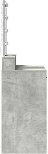 Bodenstehende Schminktisch Schlafzimmer Holz Grau Beton mit Spiegel 100x41x140cm