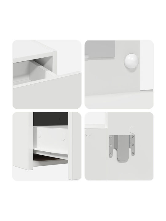 Wandmontierte Schminktisch Schlafzimmer Holz Weiß mit Spiegel 83x40x70cm