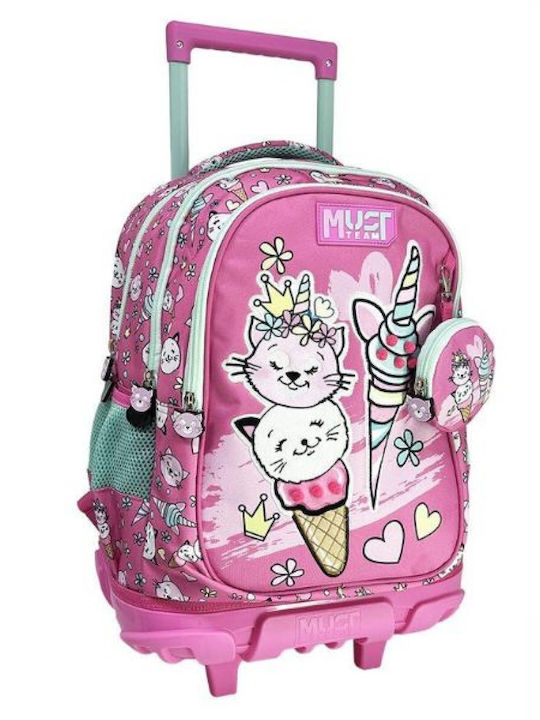Must Team School Trolley Bag for Elementary with Water Bottle Holder Multicolour 30lt 34 x 20 x 44cm
