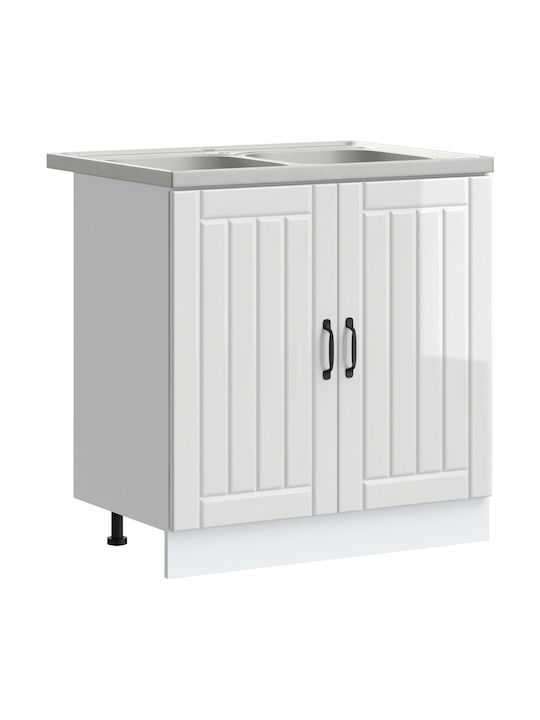 Lucca Комплект Кухненски Шкафове Висящи и Подови White Glossy 80x46.5x81.5бр