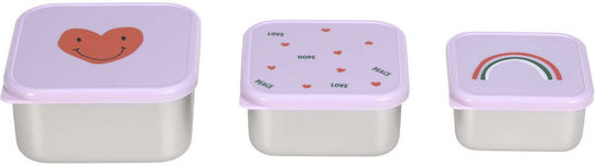 Laessig Happy Rascals Heart Plastic Kids Dinner Set Pink