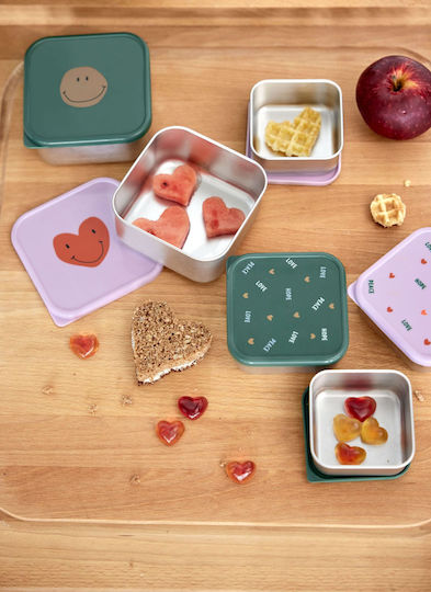 Laessig Happy Rascals Heart Plastic Kids Dinner Set Pink