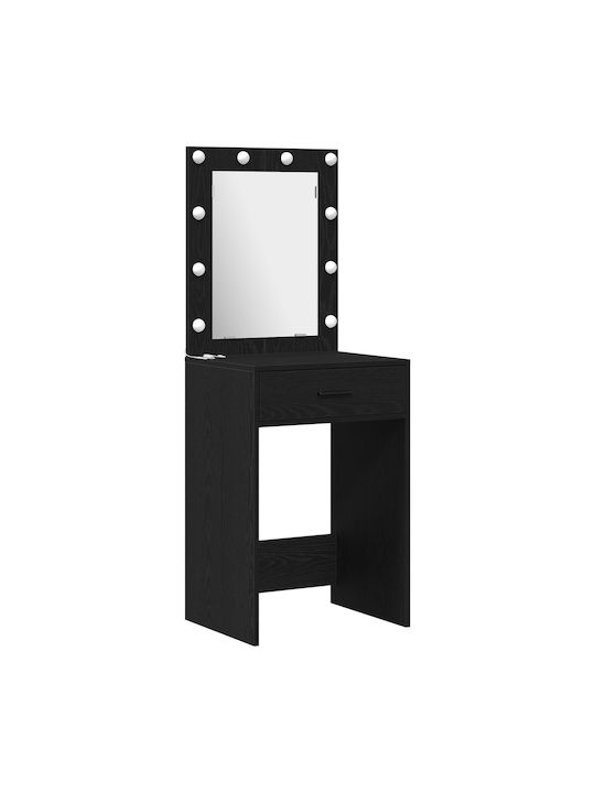 Bodenstehende Schminktisch Schlafzimmer Holz Schwarz mit Spiegel 40x41x75cm
