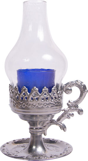 Glass Vigil Oil Lamp with Metal Base Large 1 Piece Antique Gold