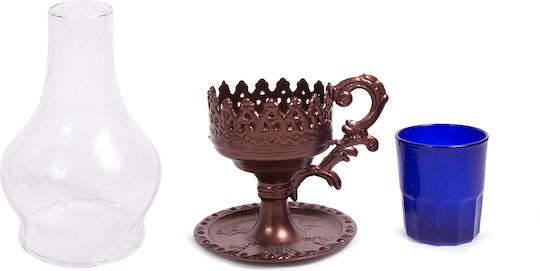 Glass Vigil Oil Lamp with Metal Base Large 1 Piece Silver