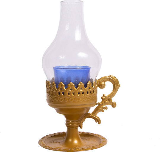 Glass Vigil Oil Lamp with Metal Base Large 1 Piece Silver