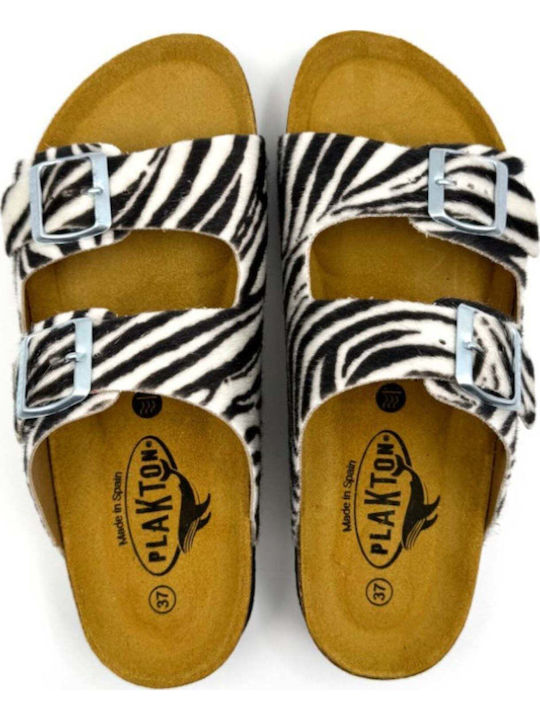 Leder Flache Damen Sandalen Zebra
