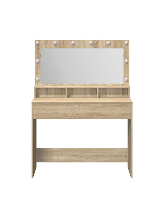 Bodenstehende Schminktisch Schlafzimmer Holz Buche mit Spiegel 100x41x135cm