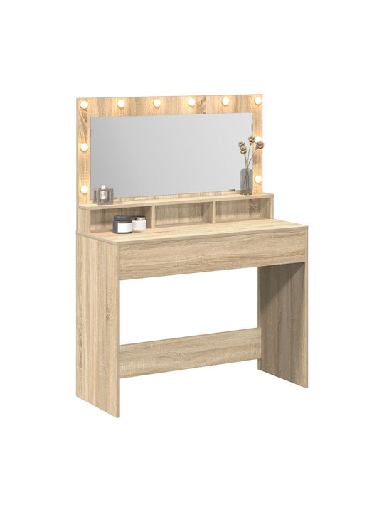 Bodenstehende Schminktisch Schlafzimmer Holz Buche mit Spiegel 100x41x135cm