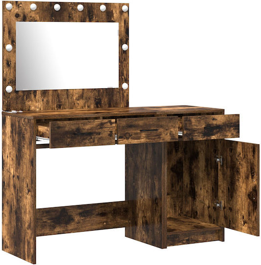 Floor-standing Bedroom Makeup Table Wooden Dark Oak with Mirror 78.5x41x135cm