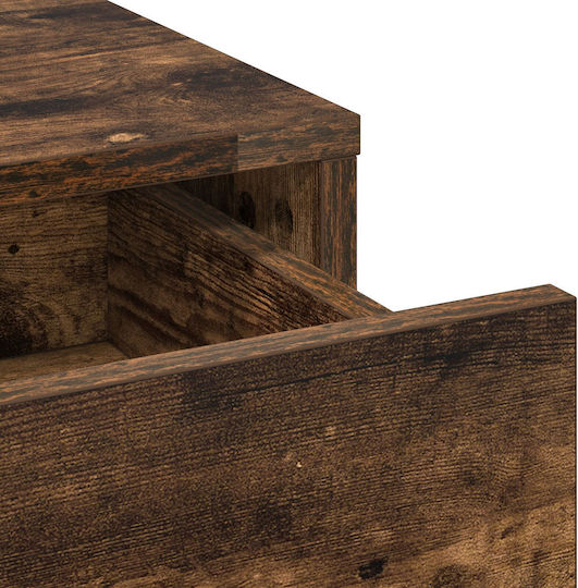 Floor-standing Bedroom Makeup Table Wooden Dark Oak with Mirror 78.5x41x135cm