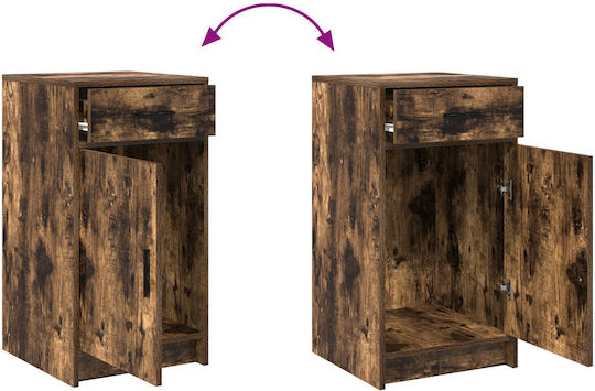 Floor-standing Bedroom Makeup Table Wooden Dark Oak with Mirror 78.5x41x135cm