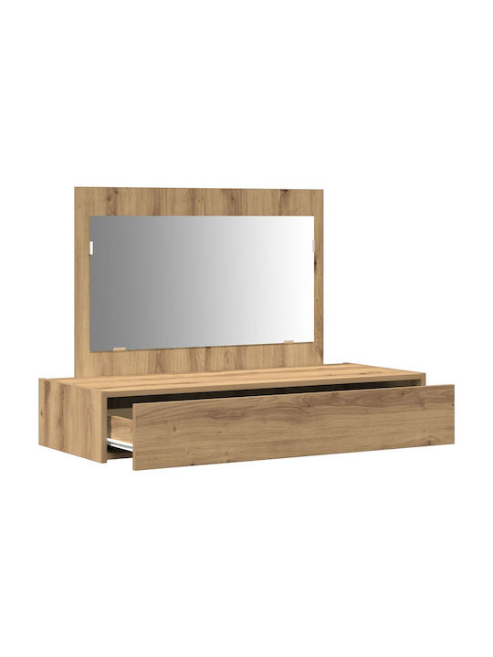 Wooden Makeup Dressing Table Oak with Mirror 100x40x70cm