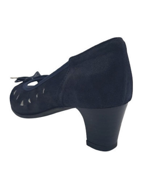 Δερμάτινες Peep Toe Γόβες Μπλε