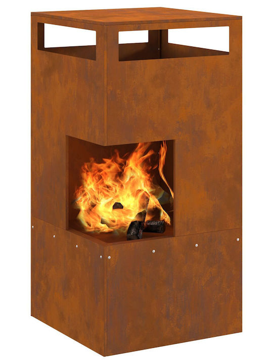 vidaXL Kamin Draußen Metallisch Gray 50x50x100cm