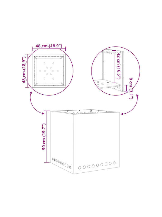 vidaXL Focar În aer liber din metal Gri 48x48x50cm