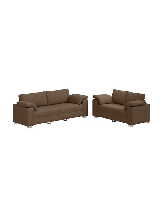 Living Room Furniture Set 3-Seater & 2-Seater Brown